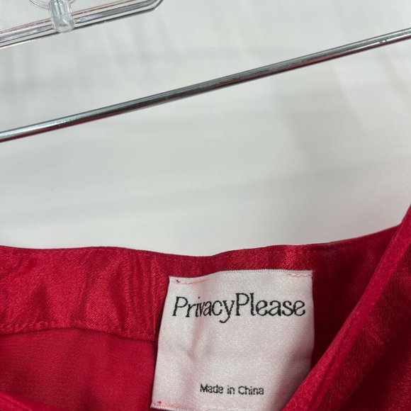 Privacy Please Pants Red Wide Leg High Waist Side Zip No Pocket Size L - Picture 2 of 5